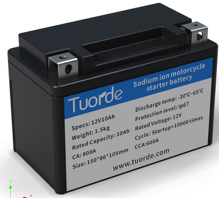 12V 10Ah 120CCA Batteria di avvio per motociclette agli ioni di sodio con 120A di amperi a manovra fredda